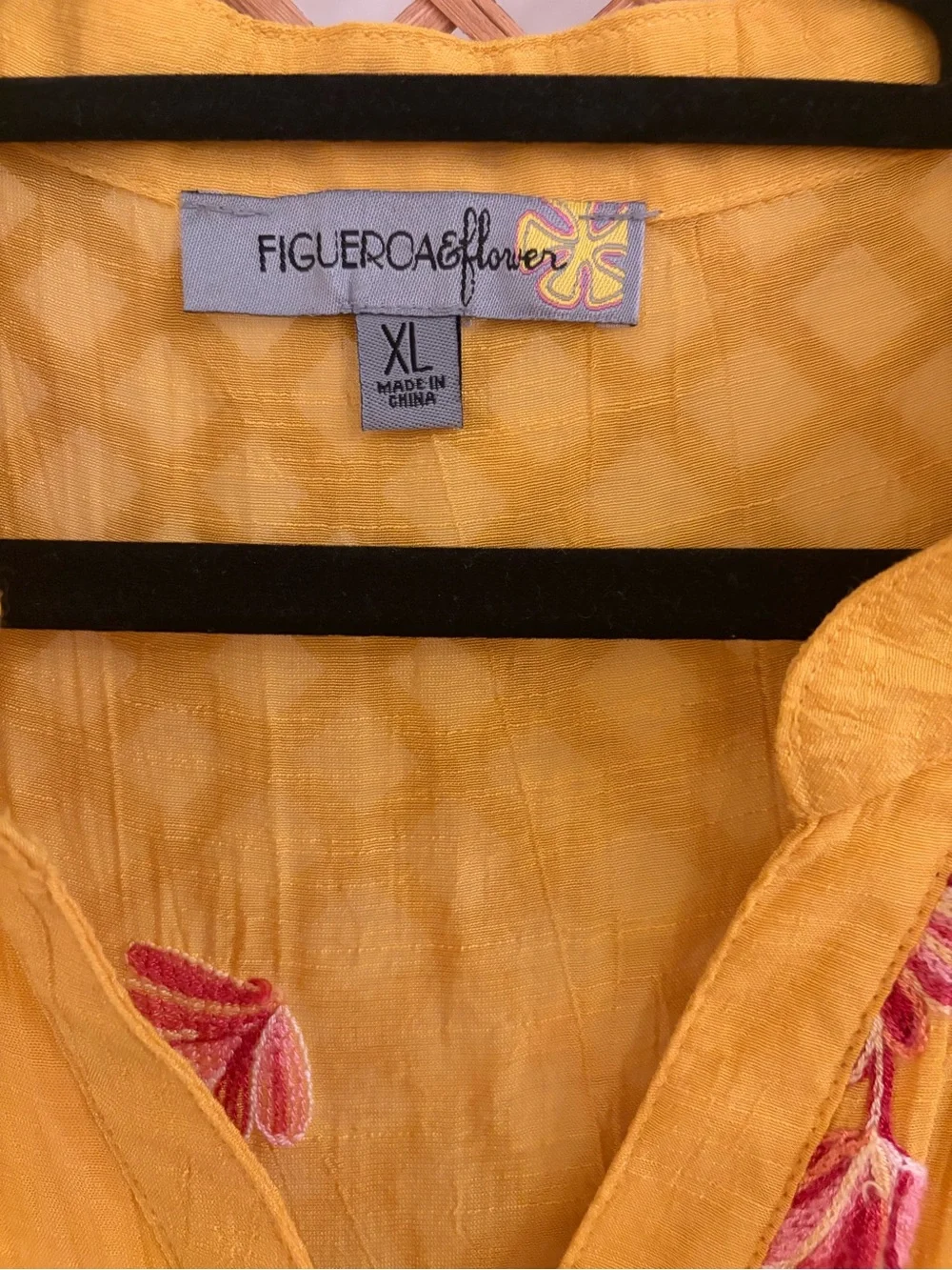 Yellow Tiered Maxi Dress with Floral Embroidery - Picture 4 of 8
